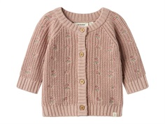 Lil Atelier shadow gray blomsterbroderi strik cardigan